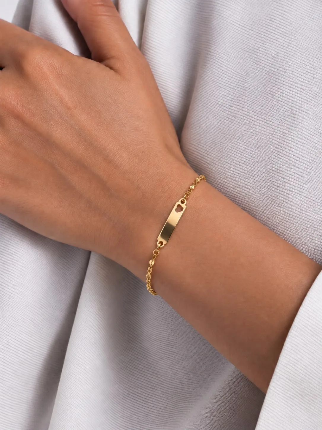 Pulsera crispeta placa corazon 1,5mm 14cm + ext