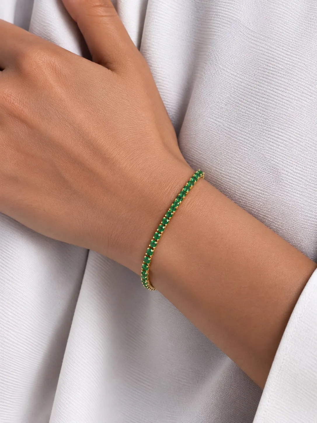 Pulsera Tennis Circon Verde 2mm 18 cm + ext