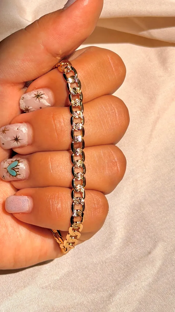 Pulsera Cubana Diamantada 6 mm