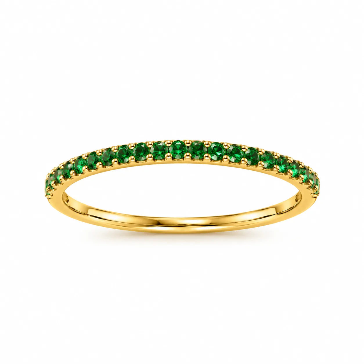 Anillo 15 circones esmeralda linea