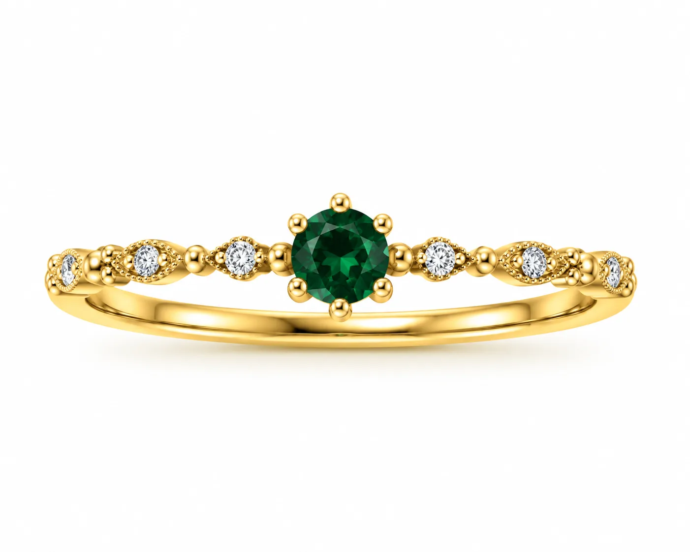 Anillo Solitario Piedras Verde