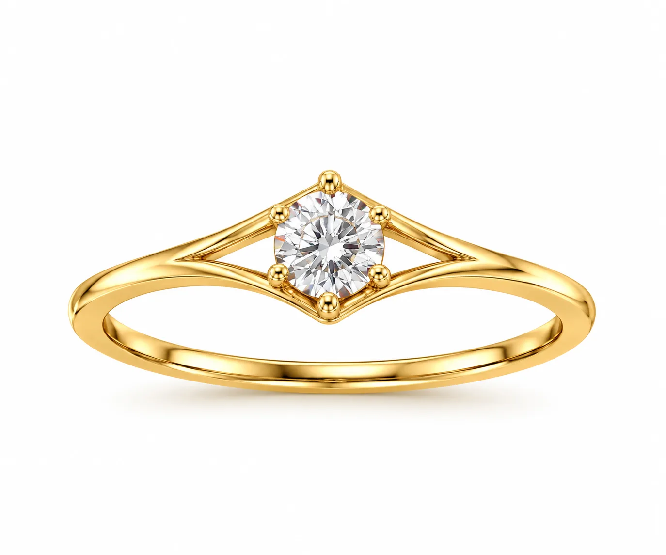 Anillo Solitario Clasico Piedra Blanca 6mm
